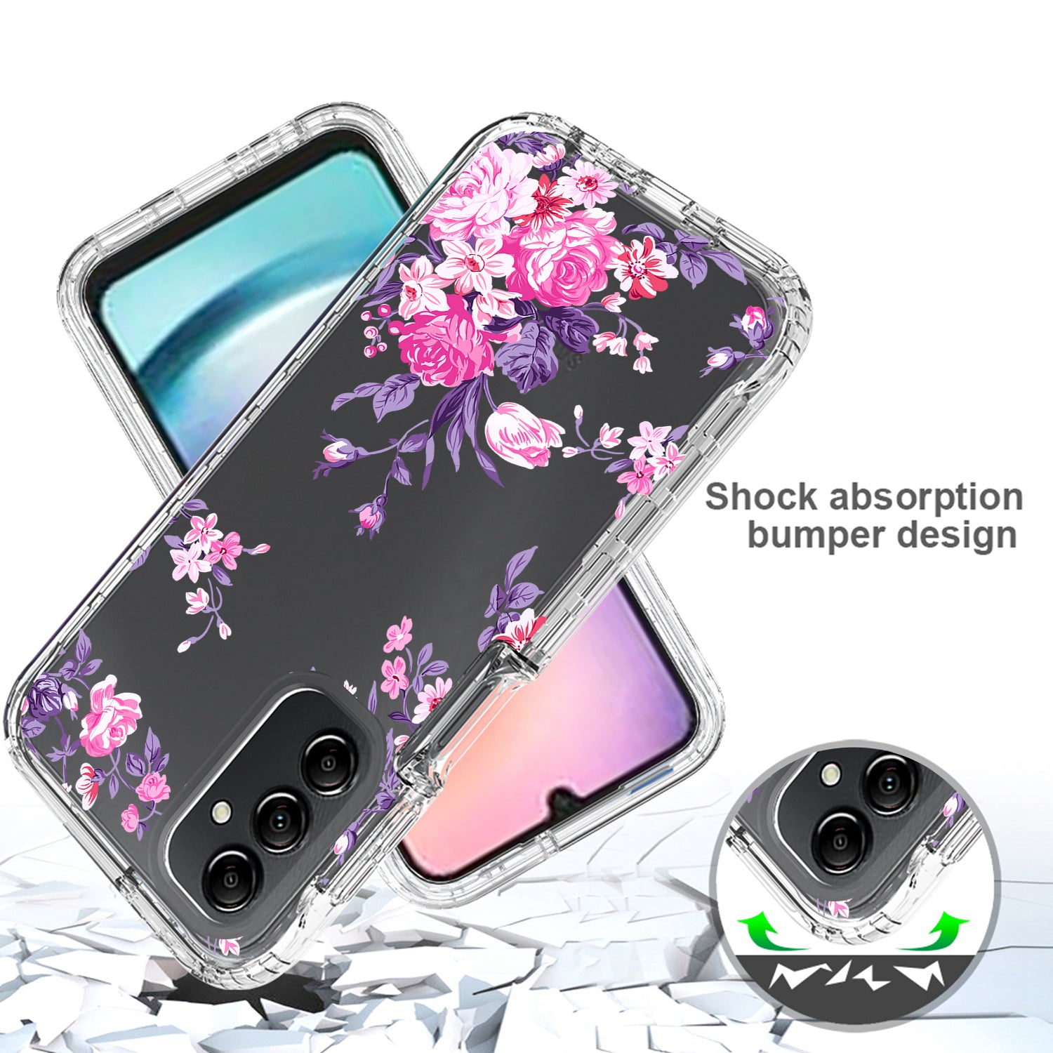 For Samsung Galaxy A24 4G Pattern Printing Phone Case PC Frame TPU Transparent Phone Cover