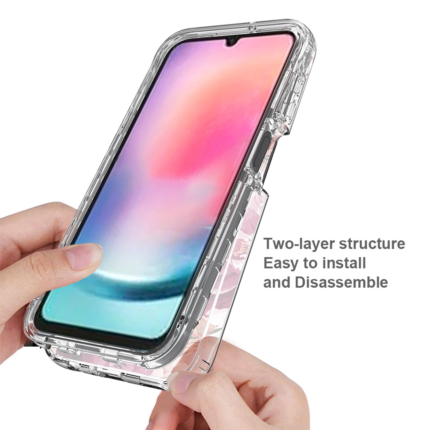 For Samsung Galaxy A24 4G Pattern Printing Phone Case PC Frame TPU Transparent Phone Cover