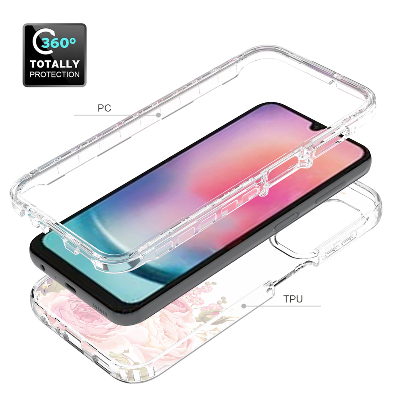 For Samsung Galaxy A24 4G Pattern Printing Phone Case PC Frame TPU Transparent Phone Cover