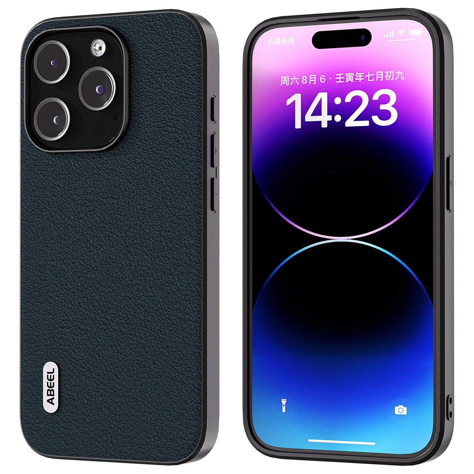 Pouzdro na telefon ABEEL pro iPhone 15 Pro z pravé hovězí kůže TPU kryt proti poškrábání