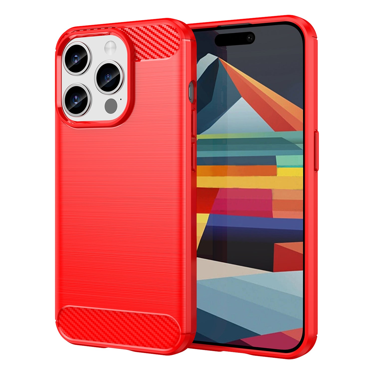 Carbon Fiber Texture Phone Case for iPhone 15 Pro Max Brushed Anti-scratch TPU Cover