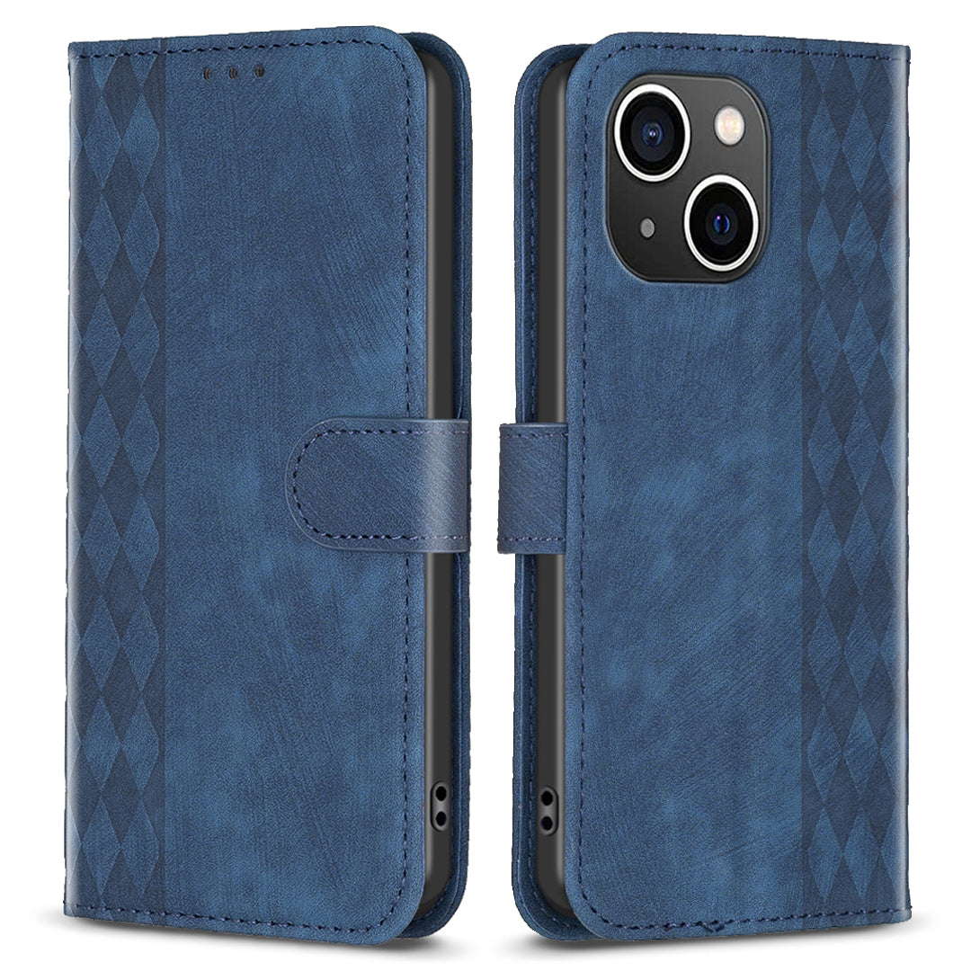Pro iPhone 15 Plus Pouzdro na mobilní telefon Stojánek Peněženka s potiskem Rhombus PU kožený kryt na mobil