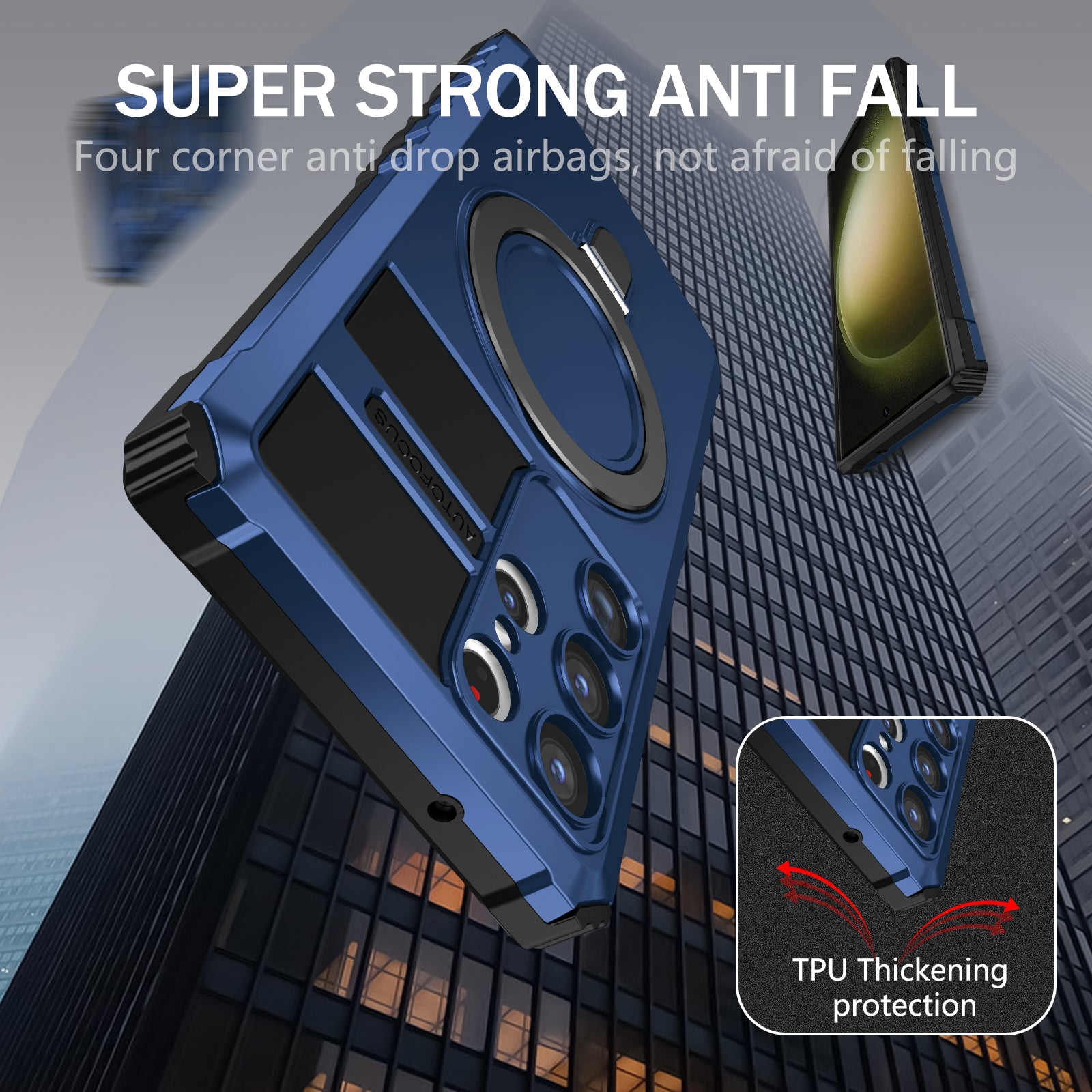 Pro Samsung Galaxy S23 Ultra PC pouzdro na telefon TPU s magnetickým uchopením na stojánek