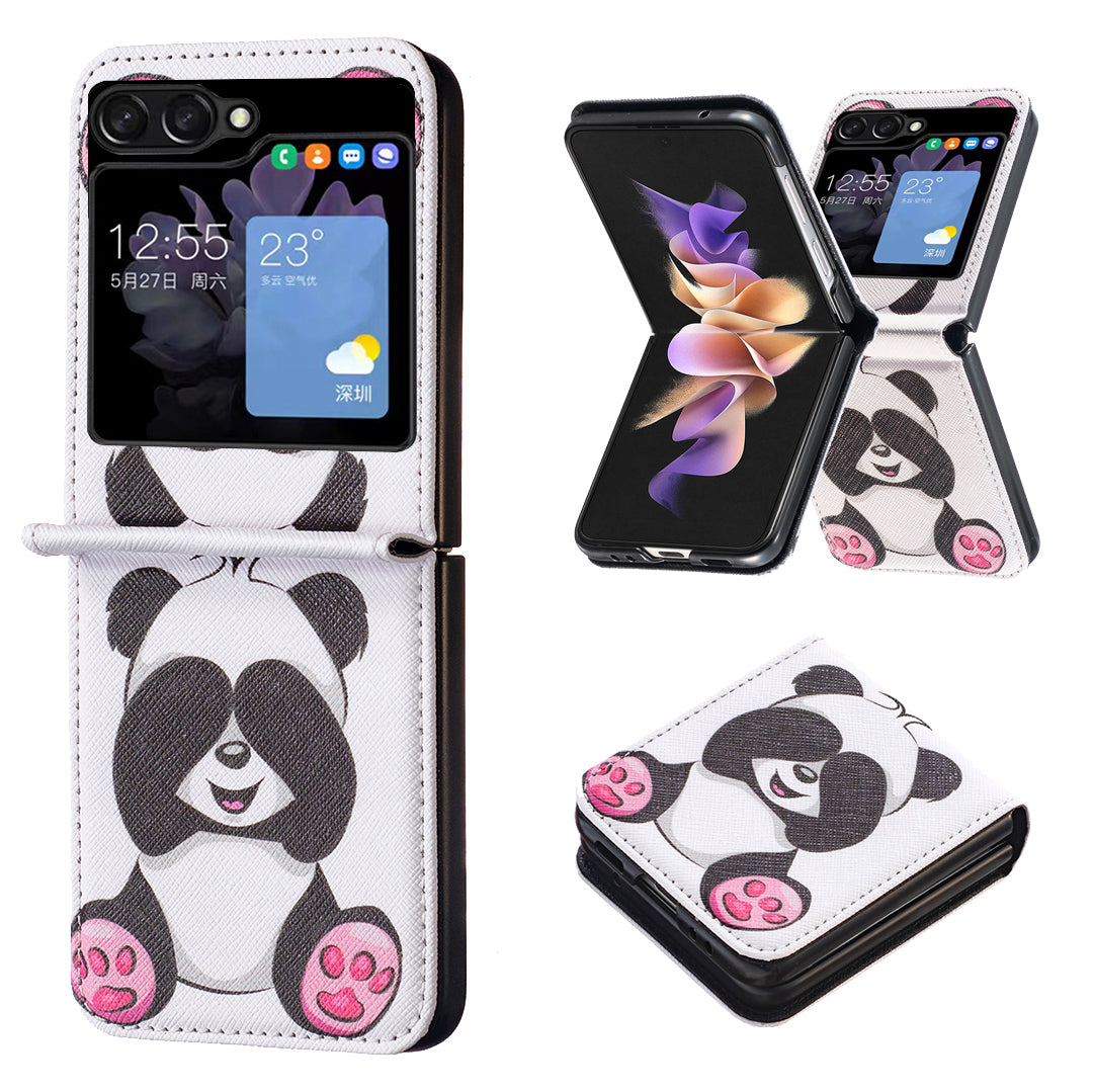 For Samsung Galaxy Z Flip5 5G PU Leather PC Phone Case Pattern Printing Protective Cover