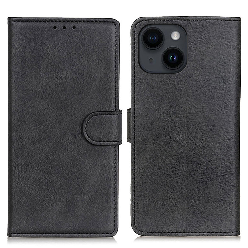 Cowhide Texture Phone Wallet Case for iPhone 15 PU Leather Stand Protective Phone Cover