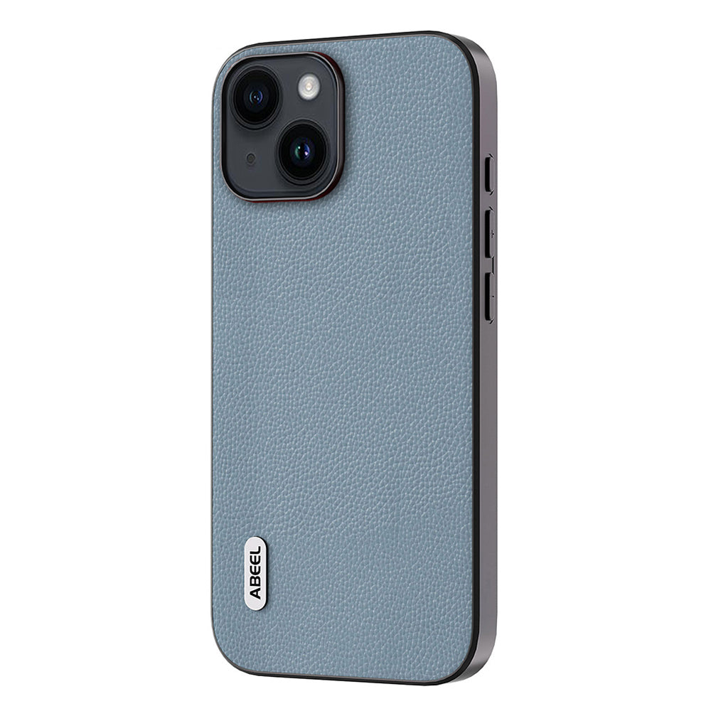ABEEL For iPhone 15 Phone Case Flexible TPU Textured Genuine Cow Leather Cell Phone Cover Phone Case