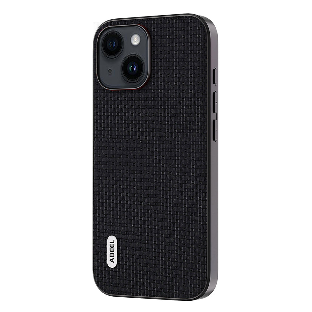 ABEEL For iPhone 15 Plus Genuine Cow Leather TPU Cover Anti-Scratch Cell Phone Case