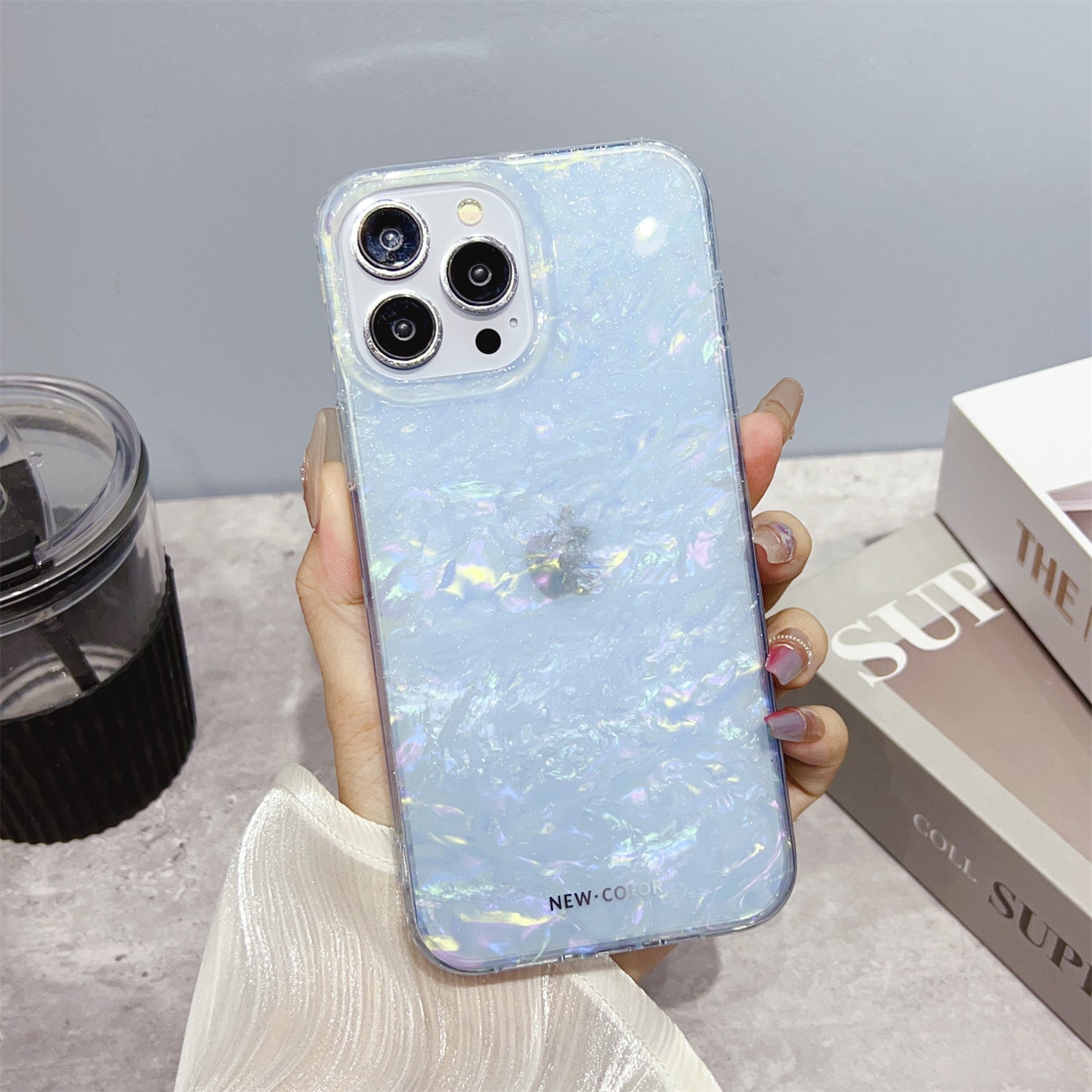 For iPhone 13 Pro Max 6.7 inch Shell Pattern TPU PC Phone Case IMD Anti-scratch Cover