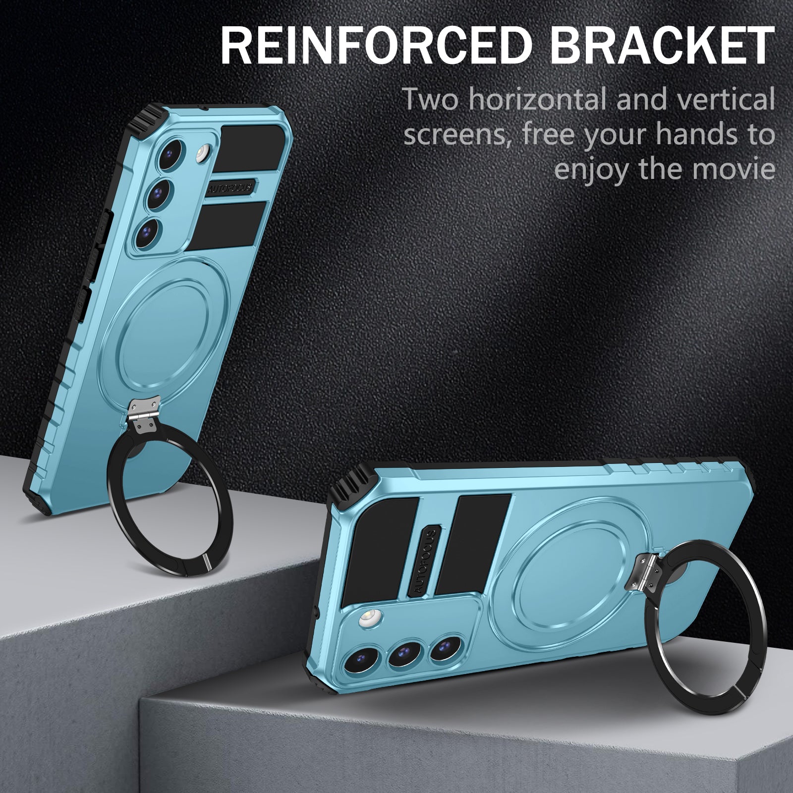 For Samsung Galaxy S22 5G Magnetic Phone Case Kickstand PC TPU Anti-Scratch Cover