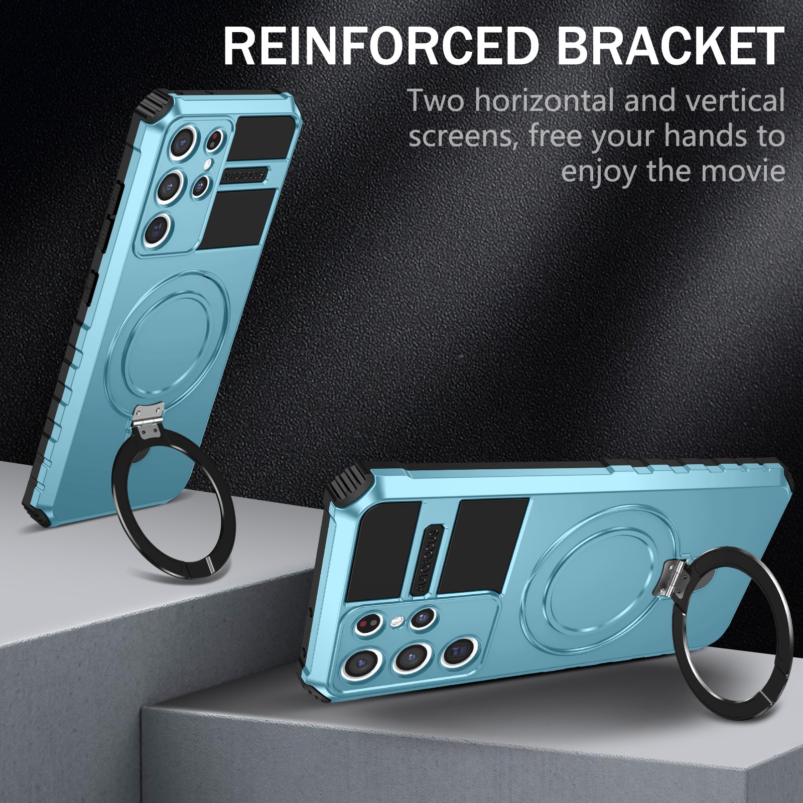 For Samsung Galaxy S21 Ultra 5G Magnetic Kickstand Case PC TPU Scratch Resistant Phone Cover