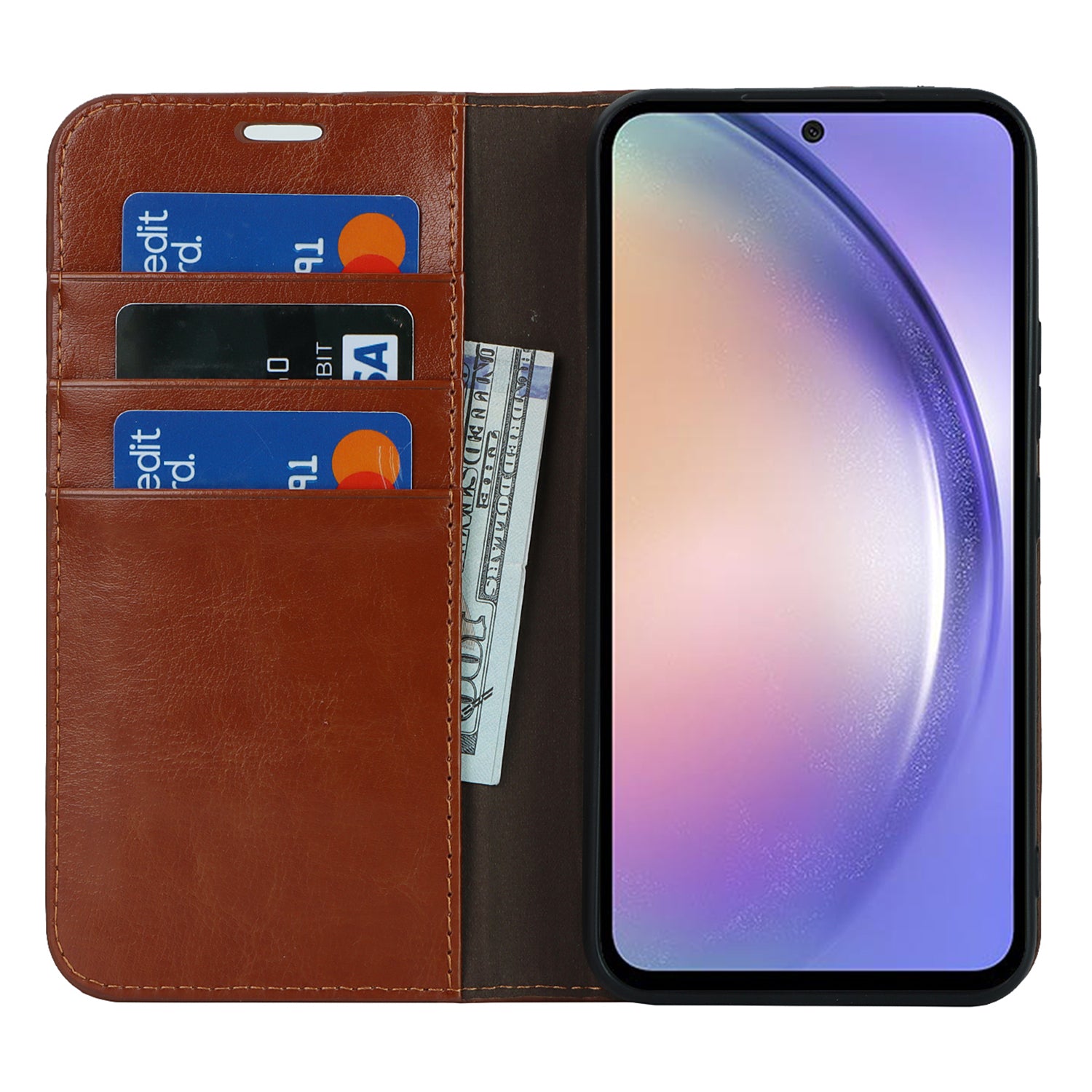 Stand Wallet for Samsung Galaxy A54 5G Crazy Horse Texture Genuine Cow Leather Cover Phone Case