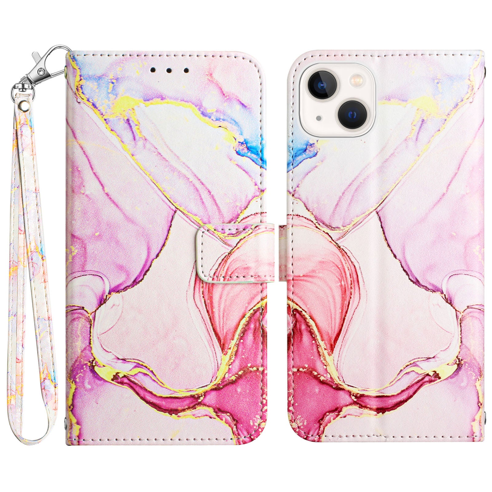 For iPhone 15 Plus YB Pattern Printing Leather Series-5 Anti-fall Phone Case Leather Stand Wallet Cover