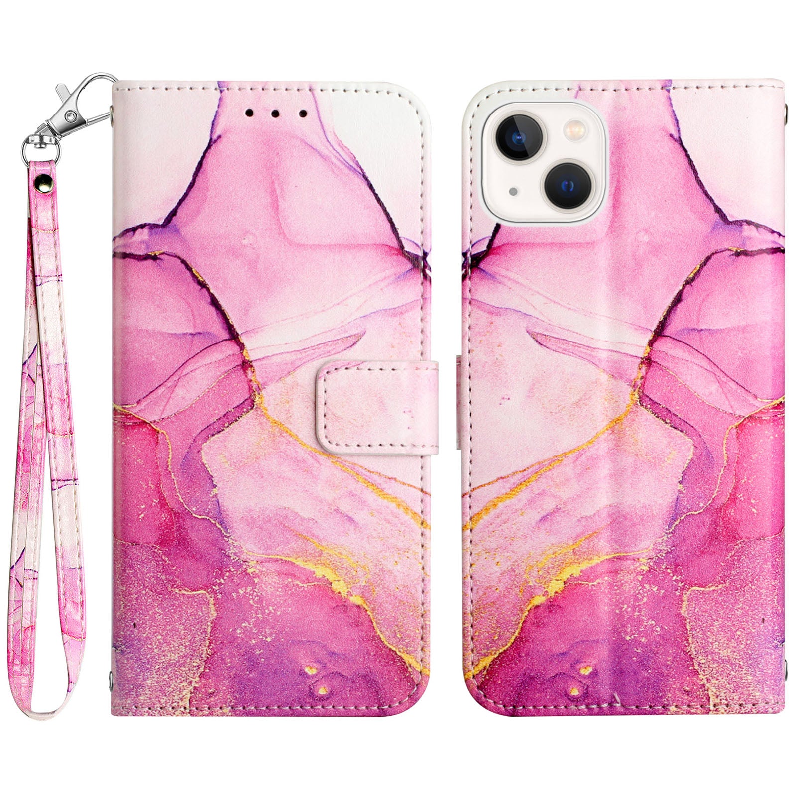 For iPhone 15 Plus YB Pattern Printing Leather Series-5 Anti-fall Phone Case Leather Stand Wallet Cover
