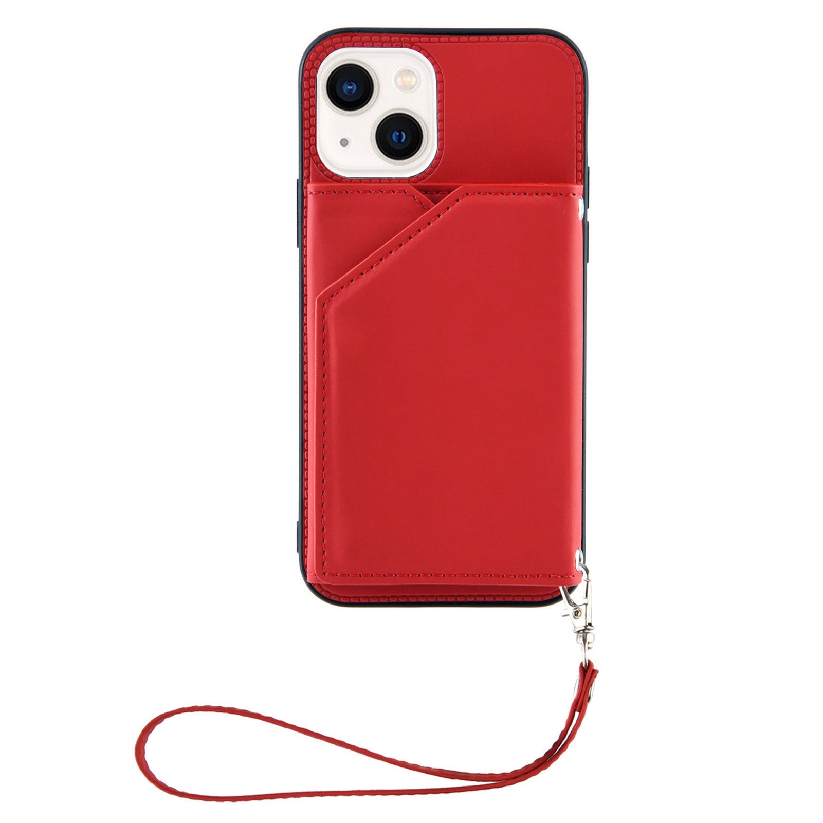 YB Leather Coating Series-2 for iPhone 15 Leather TPU Cover Kickstand Card Holder Phone Case with Strap