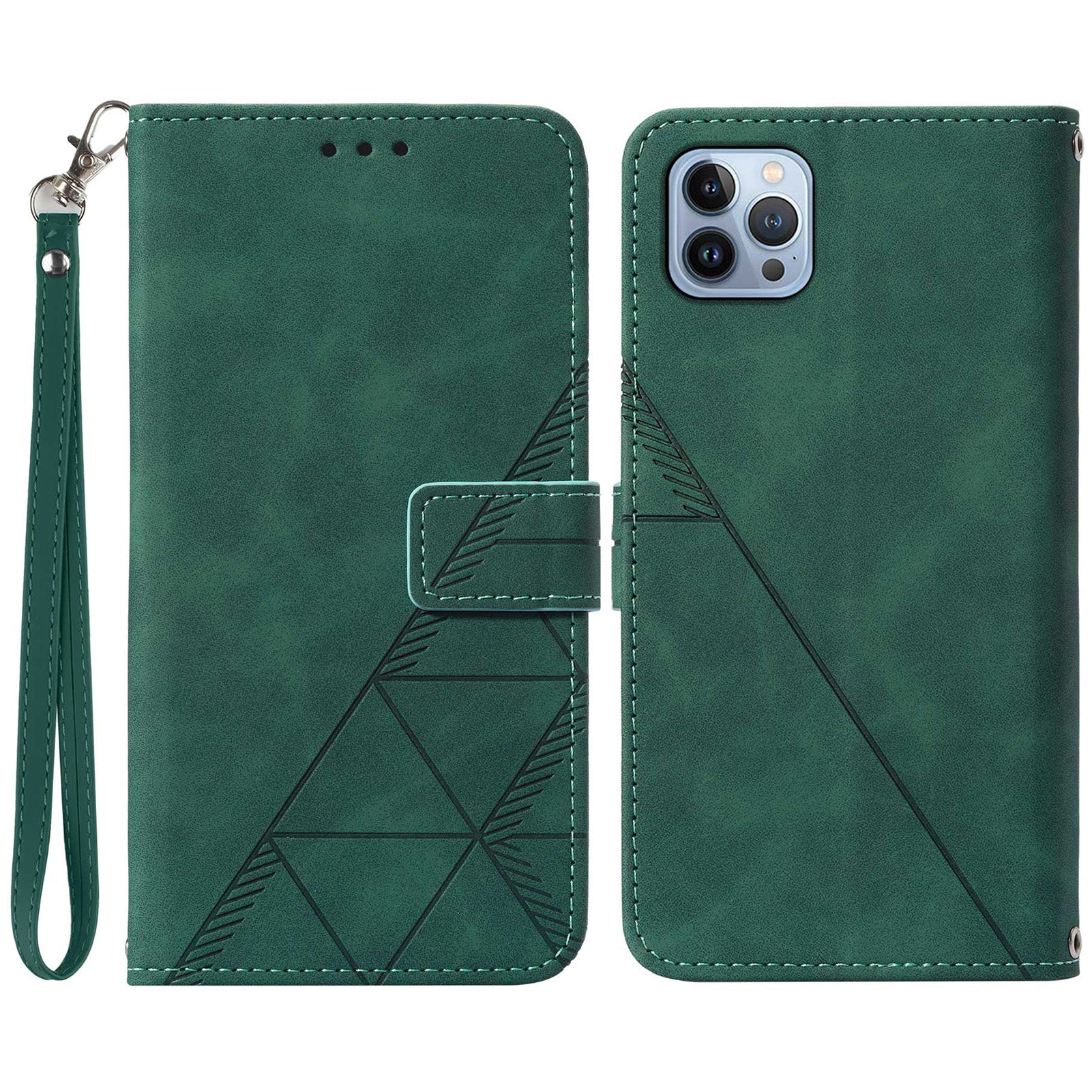 YB Imprinting Series-1 til iPhone 15 Pro Max PU læder telefonpung etui Stander påtrykt cover med håndstrop