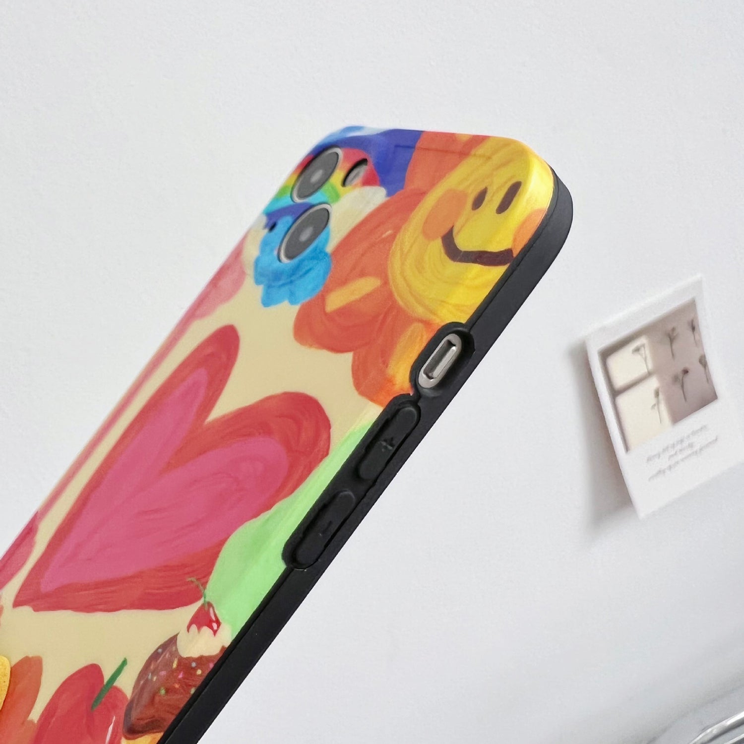 For iPhone 13 Soft TPU Phone Cover Heart Pattern Shockproof Cell Phone Case with Rainbow Decor