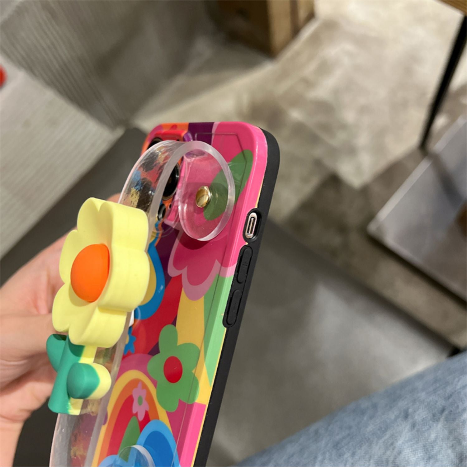 Til iPhone 14 Pro telefonetui med blomsterdekoration Gennemsigtigt armbånd Blødt TPU mønster printcover