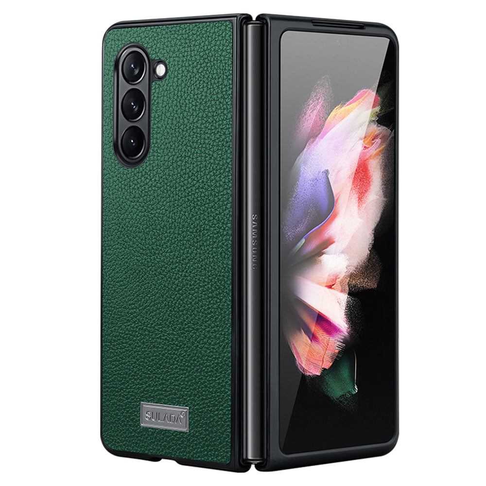 SULADA For Samsung Galaxy Z Fold5 5G Litchi Texture Slim Case PU Leather Coated PC TPU Phone Cover