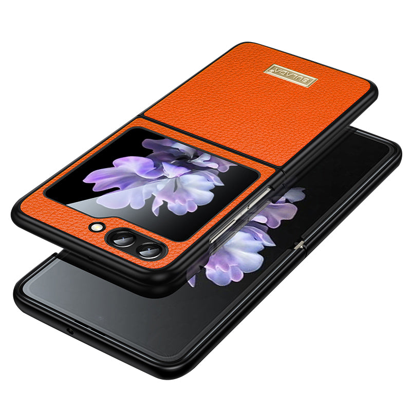 SULADA For Samsung Galaxy Z Flip5 5G Slim-Fit Phone Case PU Leather Coated PC TPU Litchi Texture Cover