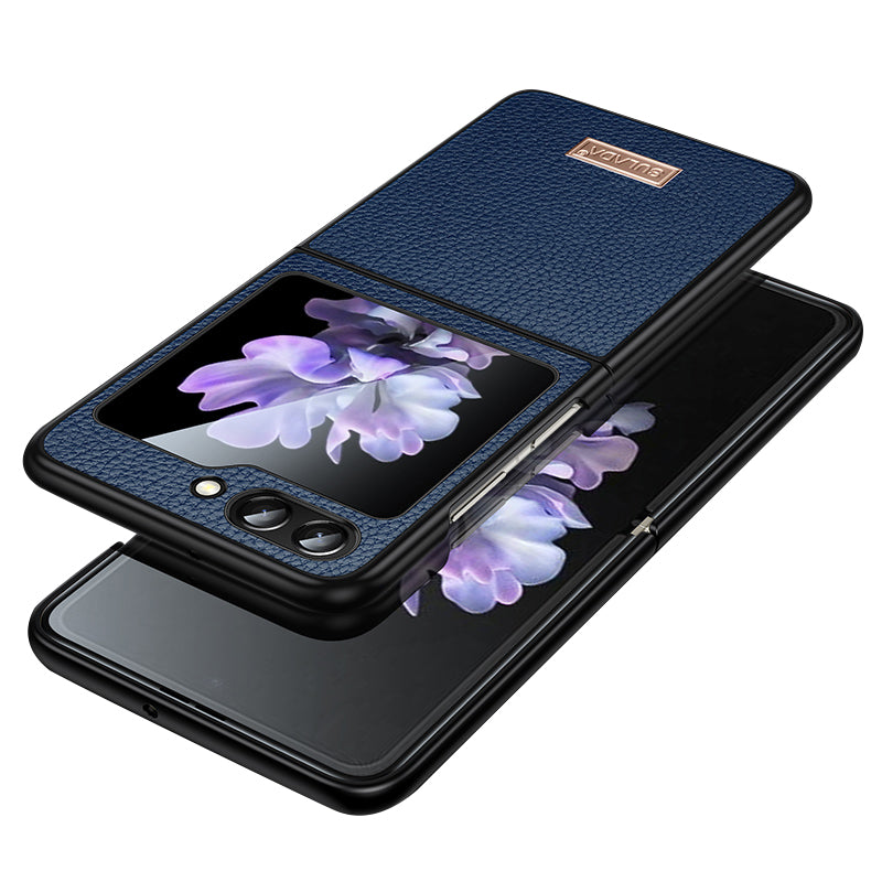SULADA For Samsung Galaxy Z Flip5 5G Slim-Fit Phone Case PU Leather Coated PC TPU Litchi Texture Cover