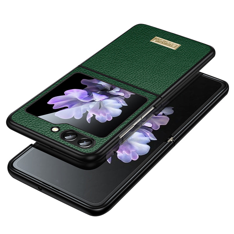 SULADA For Samsung Galaxy Z Flip5 5G Slim-Fit Phone Case PU Leather Coated PC TPU Litchi Texture Cover