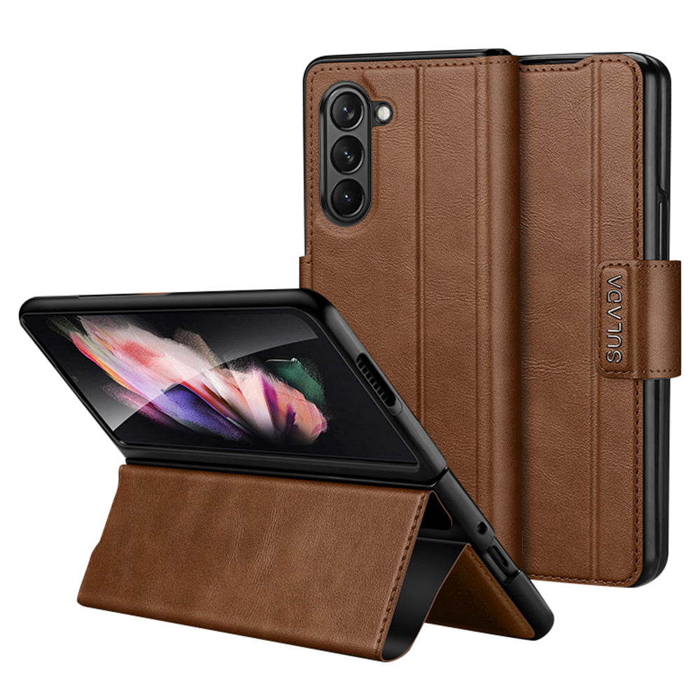 SULADA For Samsung Galaxy Z Fold5 5G PU Leather Protective Cover Anti-drop Stand Phone Case