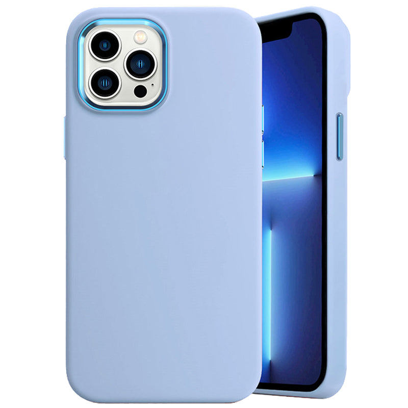 For iPhone 12 Pro Max Liquid Silicone Cover Metal Lens Frame Shockproof Phone Case