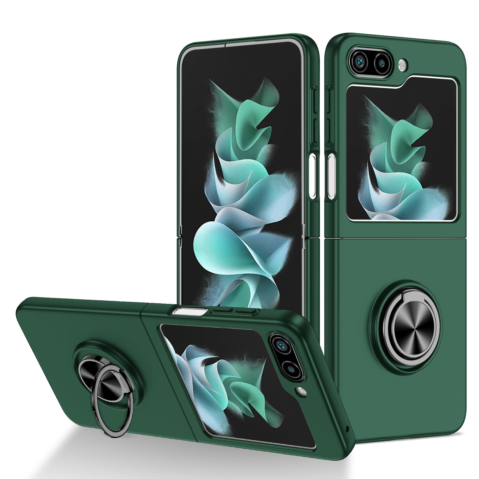 For Samsung Galaxy Z Flip5 5G Hard PC Phone Case Ring Kickstand Cover Support Magnetic Car Mount