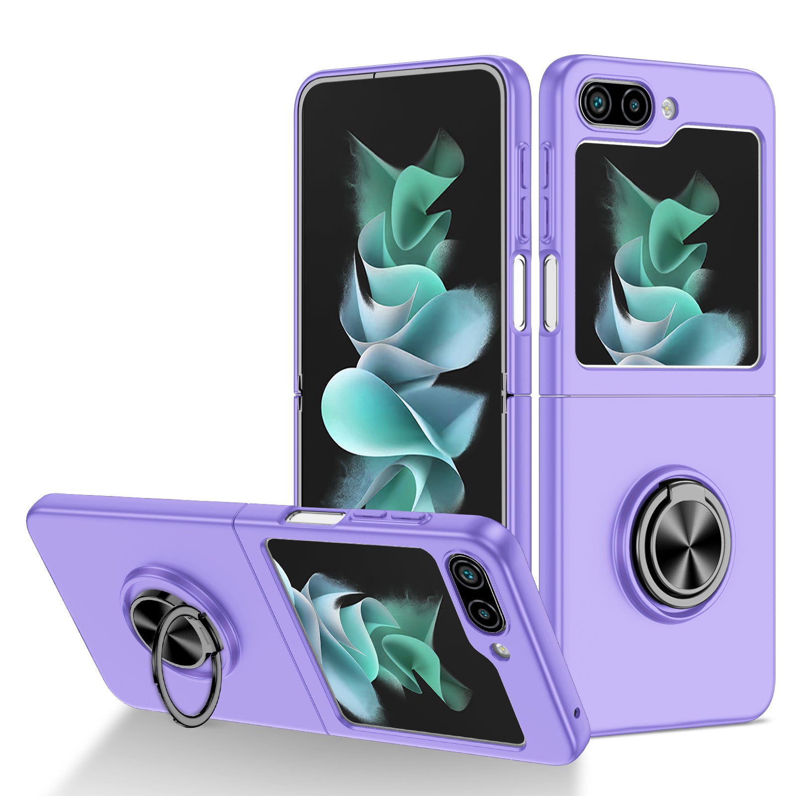 For Samsung Galaxy Z Flip5 5G Hard PC Phone Case Ring Kickstand Cover Support Magnetic Car Mount
