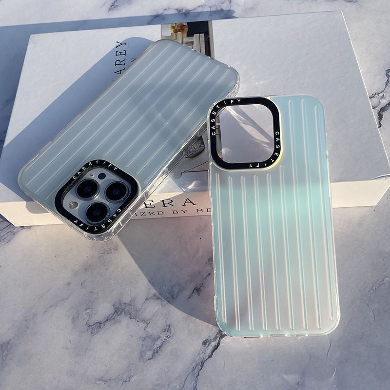 For iPhone 12 Pro Max 6.7 inch Laser Gradient Phone Cover Suitcase Shape Matte Hard PC Phone Case
