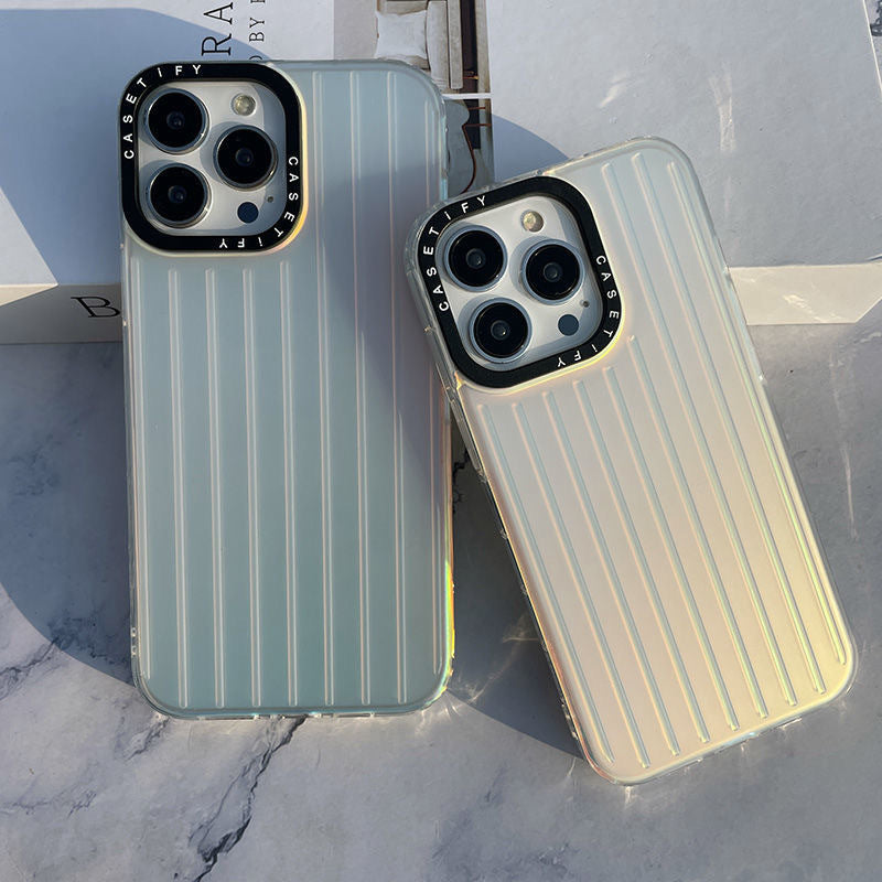 For iPhone 12 Pro Max 6.7 inch Laser Gradient Phone Cover Suitcase Shape Matte Hard PC Phone Case