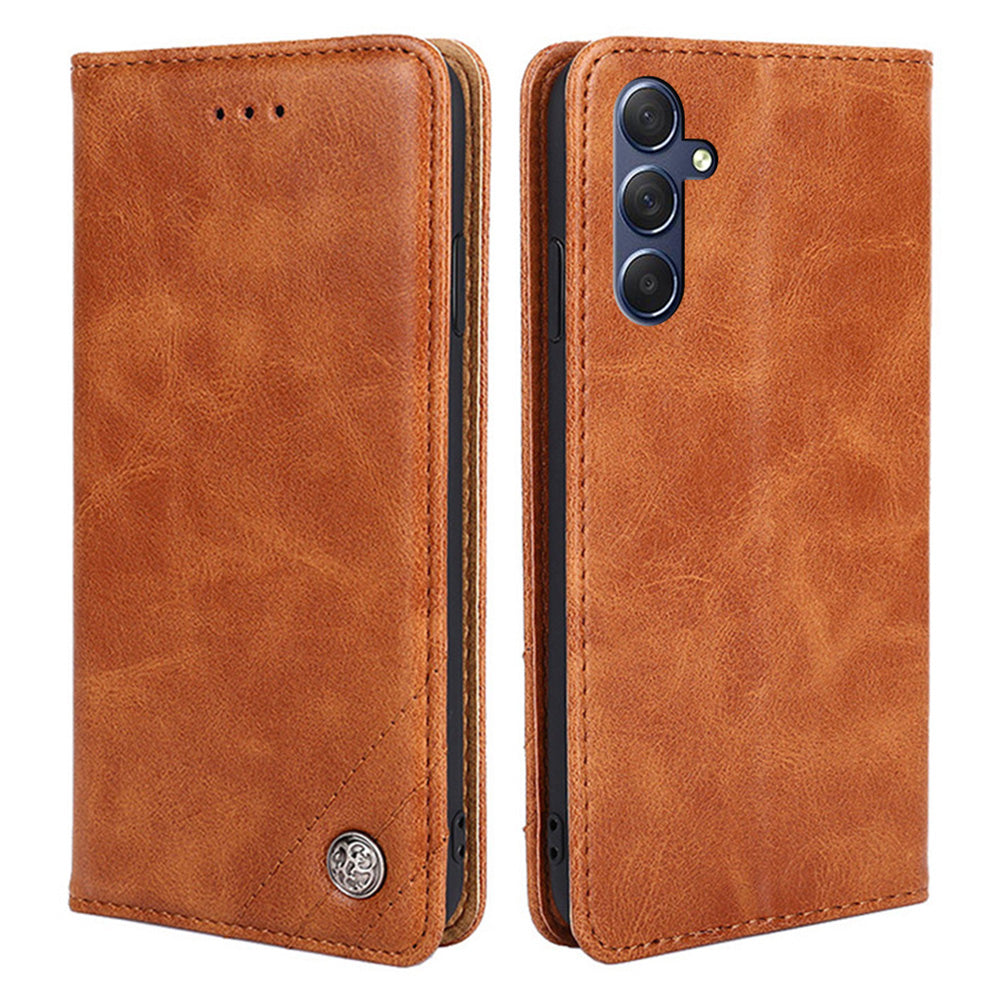 For Samsung Galaxy M54 F54 5G Leather Wallet Stand Shell Triangle Stitching Line Phone Case