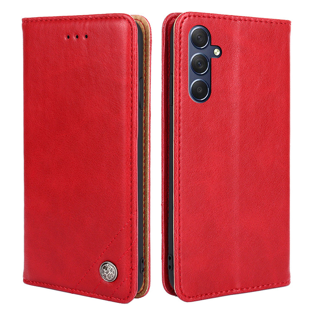 For Samsung Galaxy M54 F54 5G Leather Wallet Stand Shell Triangle Stitching Line Phone Case