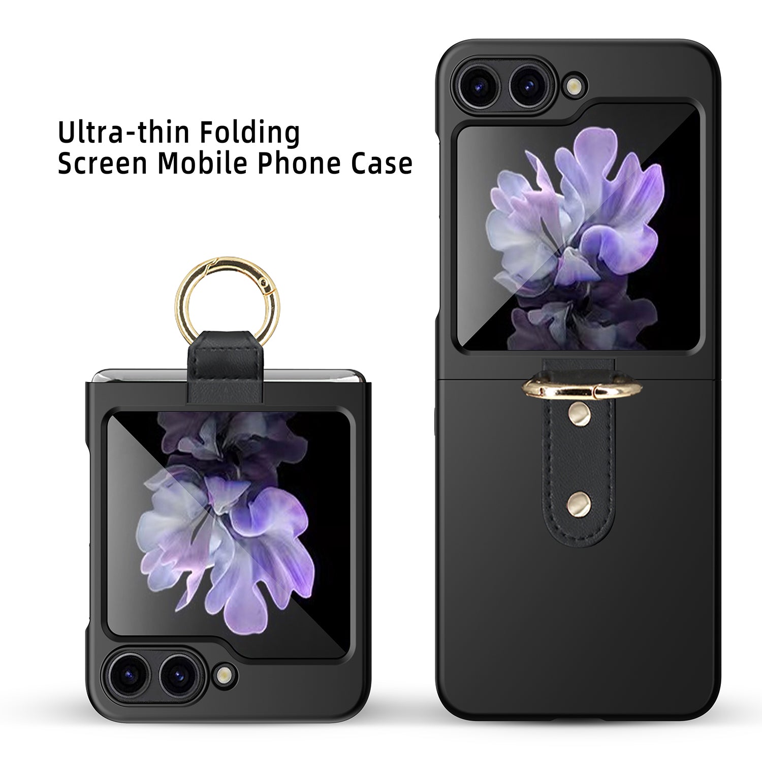 For Samsung Galaxy Z Flip5 5G Slim PC Phone Case Rubberized Shockproof Cover with Finger Ring