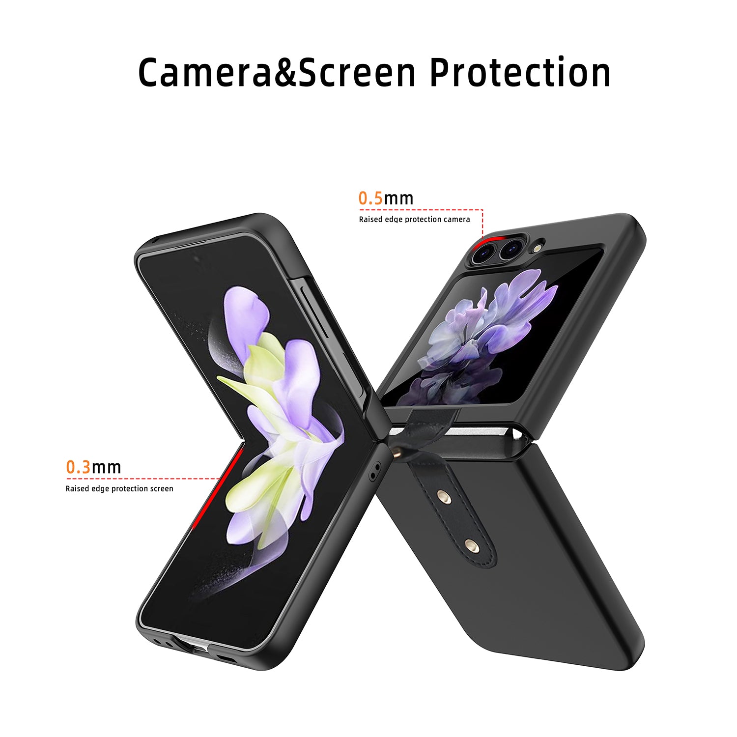 For Samsung Galaxy Z Flip5 5G Slim PC Phone Case Rubberized Shockproof Cover with Finger Ring