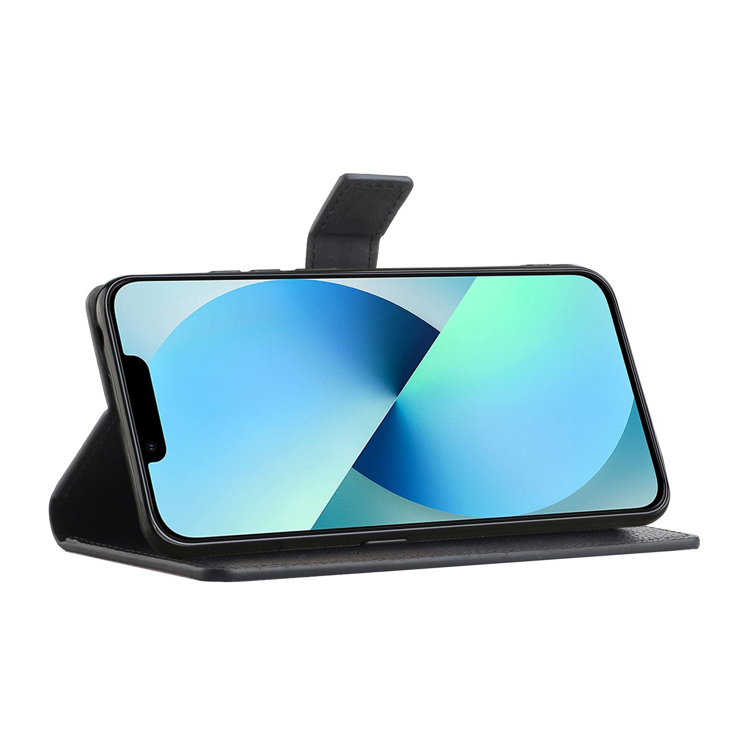 Litchi Texture Phone Wallet Case for iPhone 15 Plus PU Leather Full Protection Stand Cover