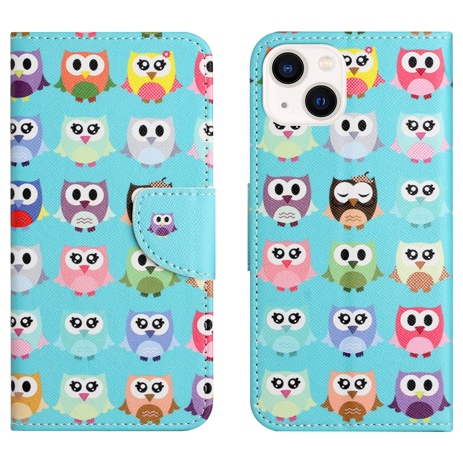 For iPhone 15 Cross Texture Leather Wallet Stand Case Pattern Printing Phone Cover