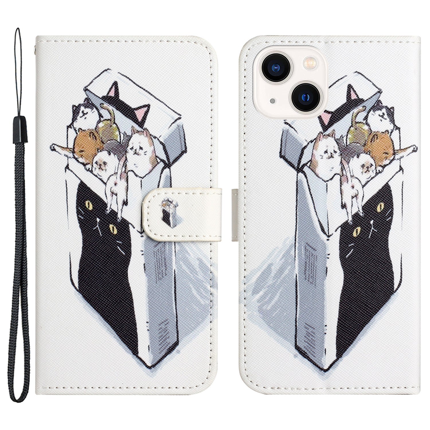 For iPhone 15 Plus Leather Case 3D Pattern Printing Wallet Stand Phone Cover
