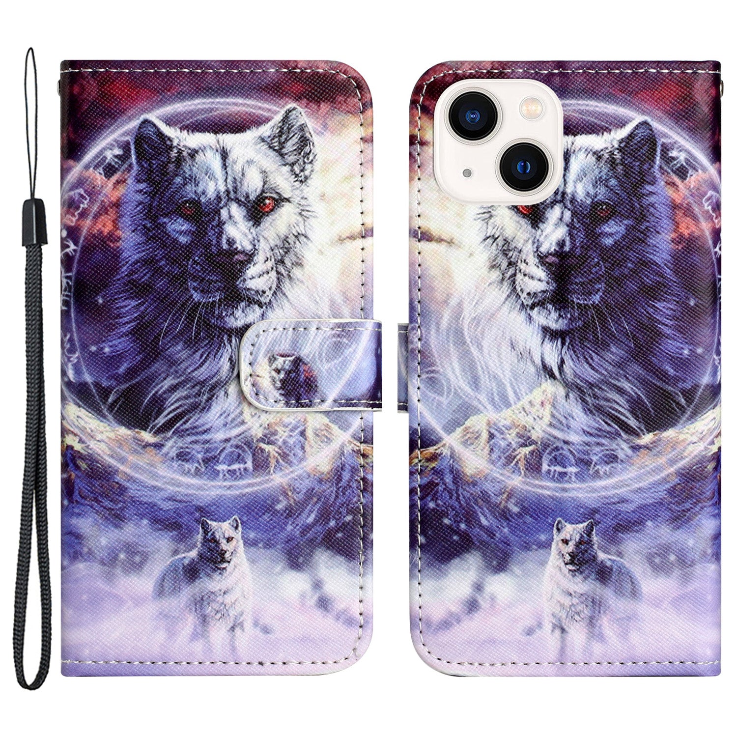 For iPhone 15 Plus Leather Case 3D Pattern Printing Wallet Stand Phone Cover