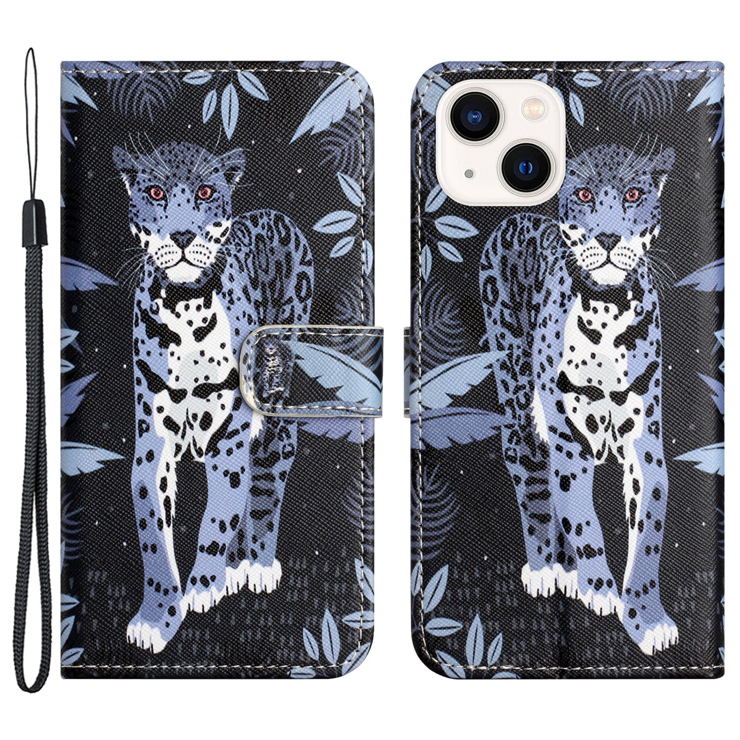 For iPhone 15 Flip Leather Wallet Case 3D Pattern Printing Stand Phone Cover