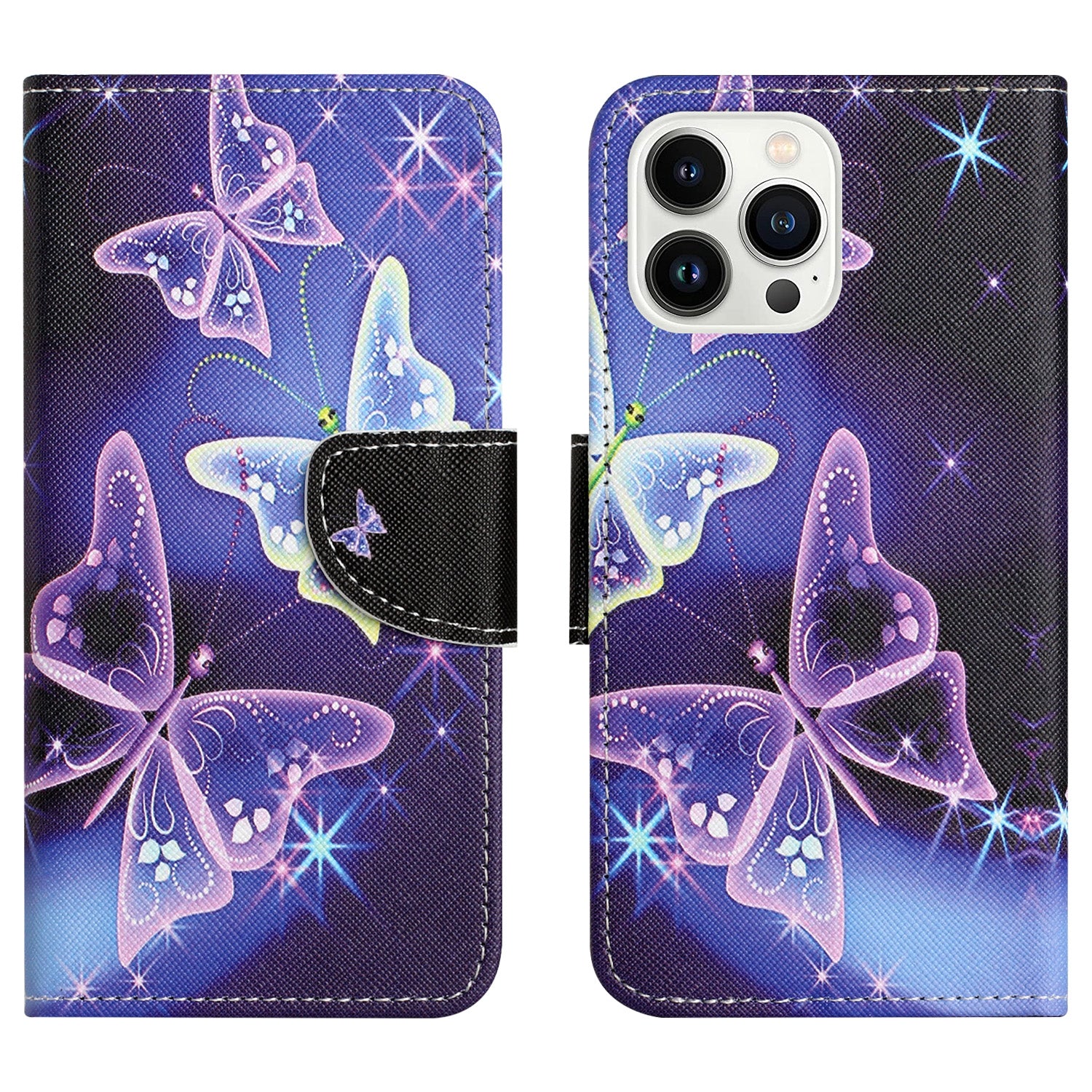 For iPhone 15 Pro PU Leather Drop-proof Phone Case Pattern Printing Wallet Stand Cover