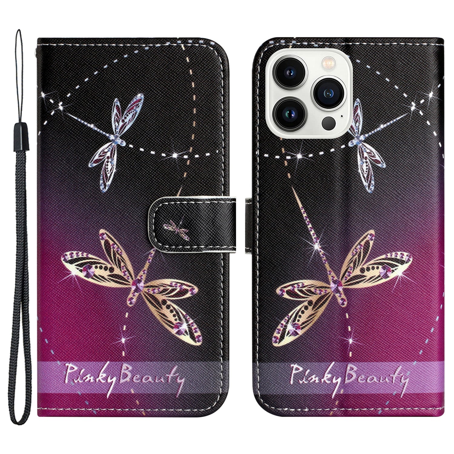 For iPhone 15 Pro PU Leather Flip Folio Case 3D Pattern Printing Wallet Stand Phone Cover