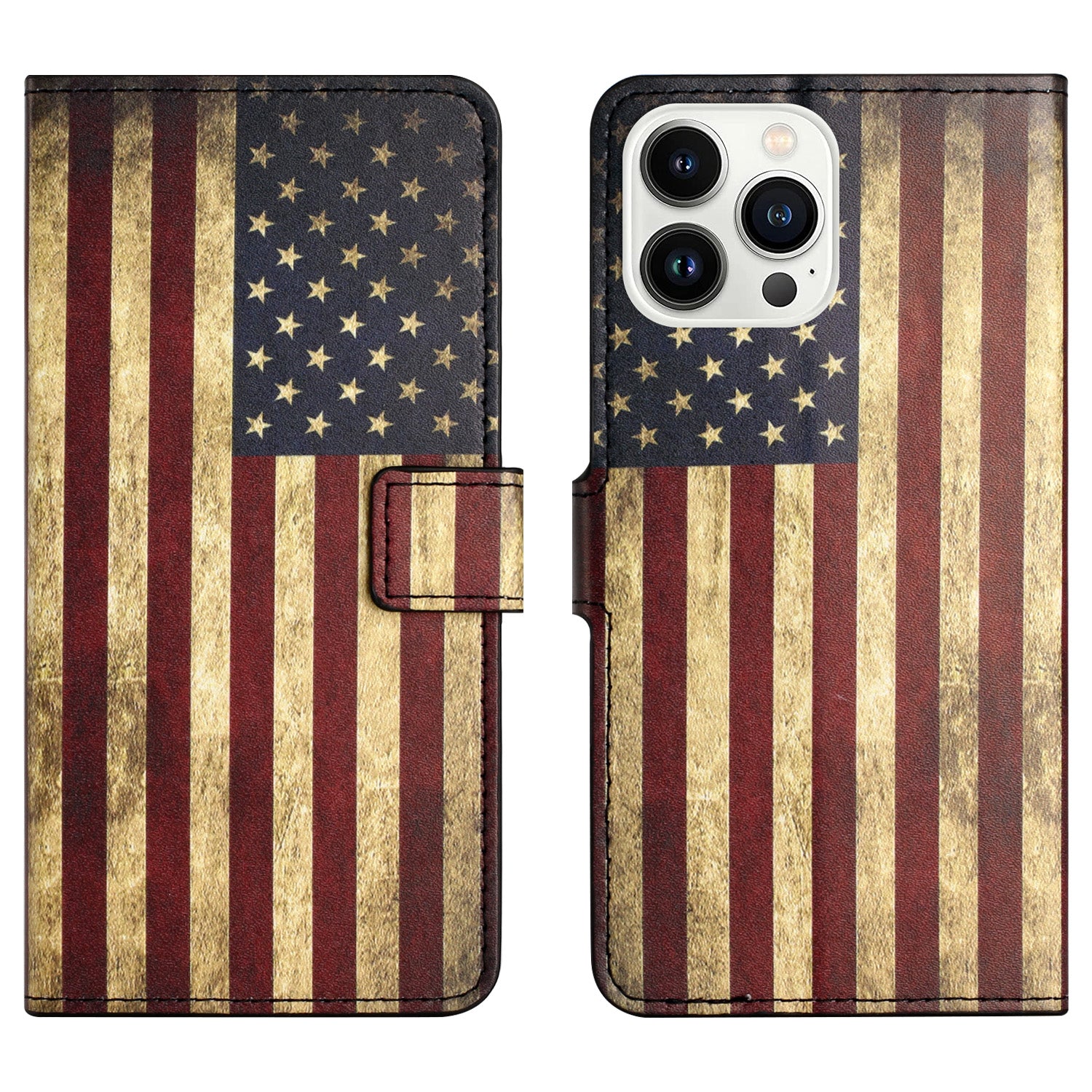 Til iPhone 15 Pro Max PU Læder Flip Beskyttelsesetui Mønster Print Stand Pung Telefon Cover 