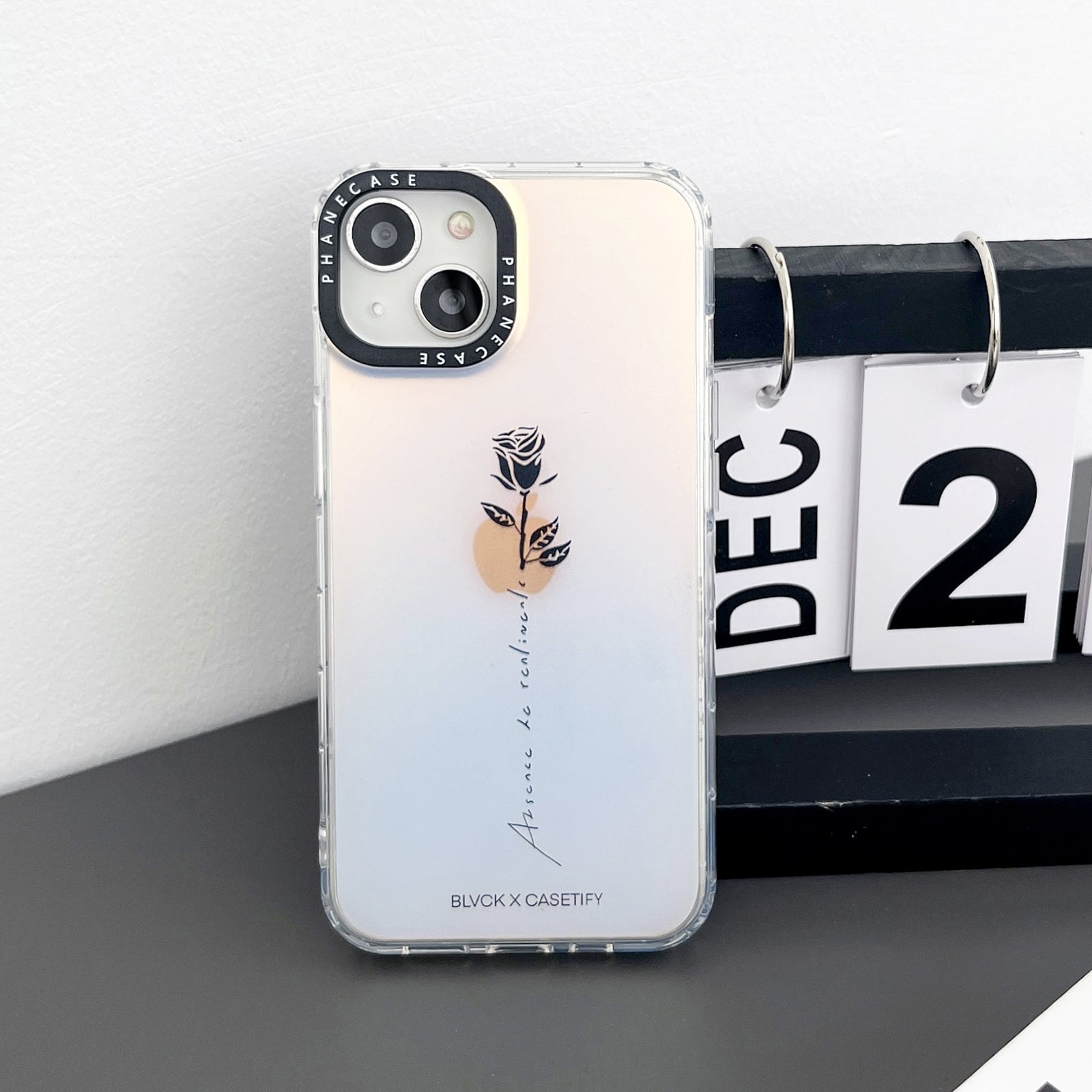 For iPhone 14 Plus Anti-drop Cover Rose Flower Pattern Double Sided Laminating TPU PC Phone Case