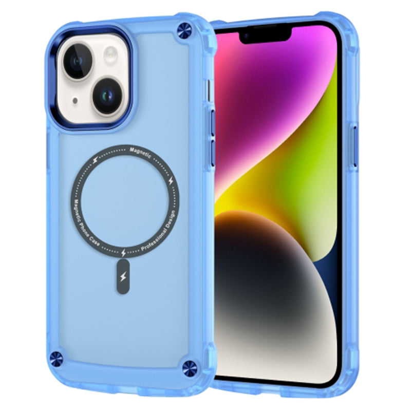 For iPhone 13 6.1 inch Magnetic Case Compatible with MagSafe Anti-Scratch TPU PC Translucent Matte Phone Cover
