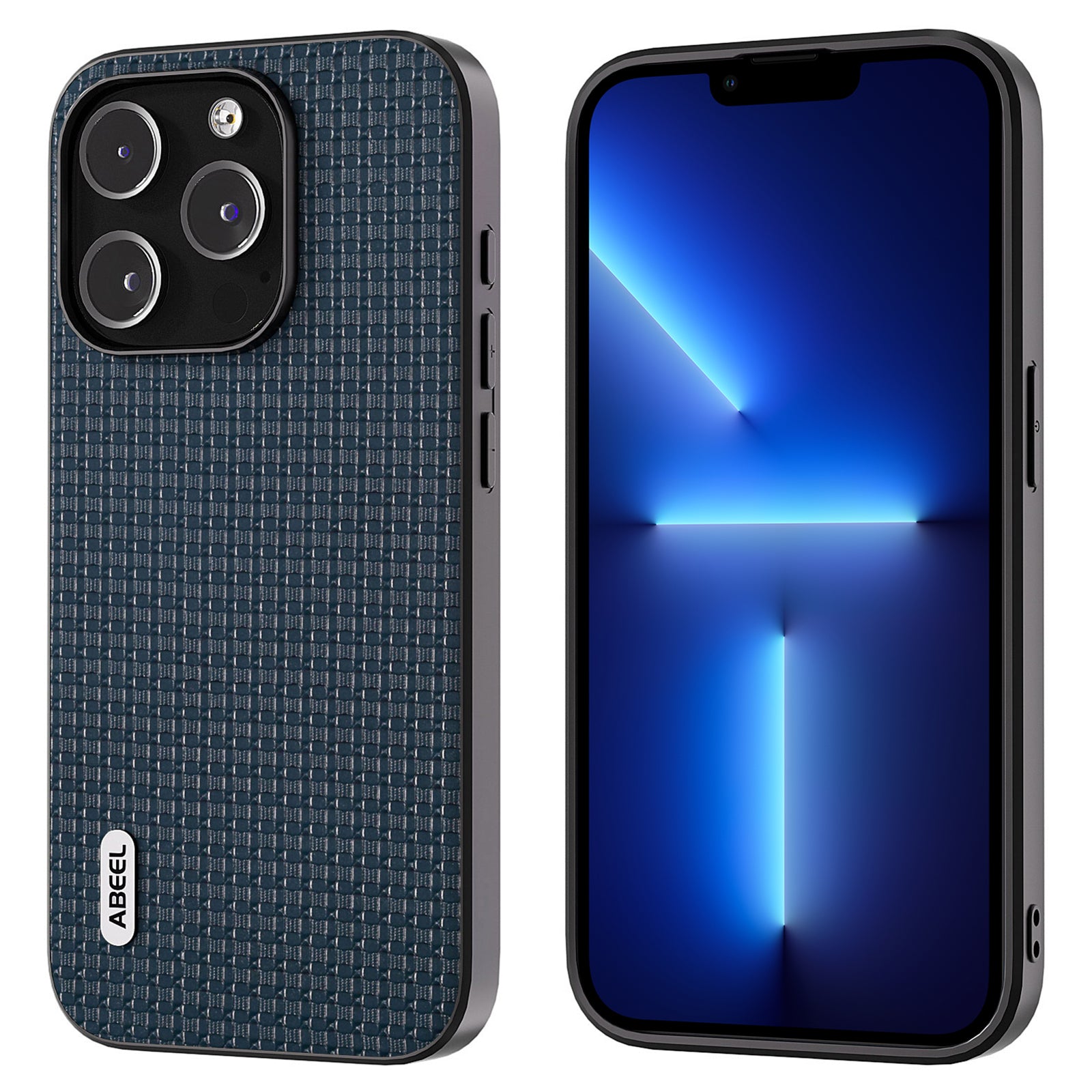 ABEEL For iPhone 13 Pro Phone Case Luxury Textured Cowhide Leather Coated PC TPU Shockproof Cover