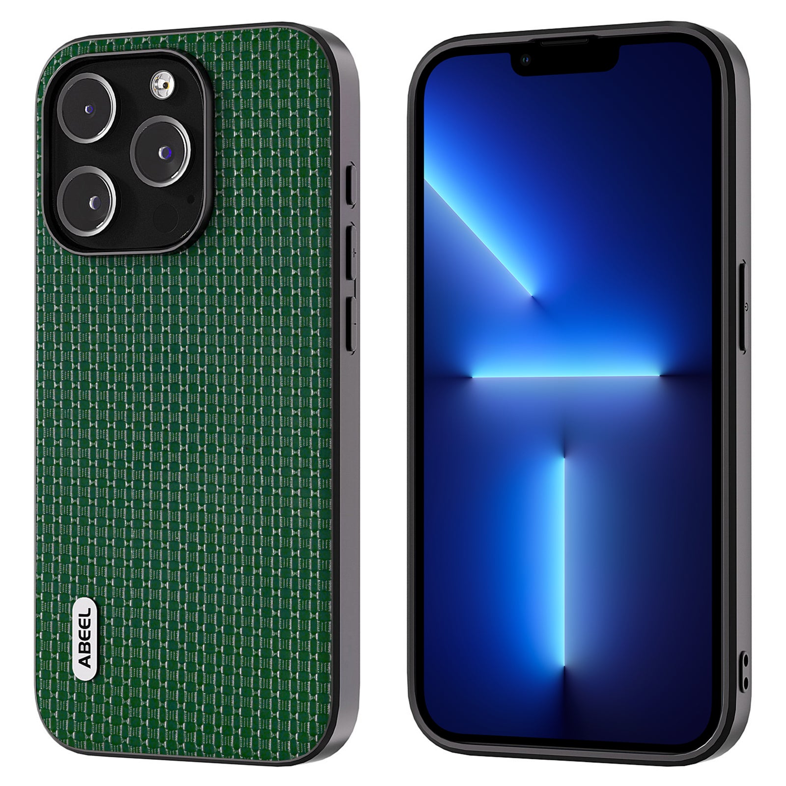 ABEEL For iPhone 13 Pro Phone Case Luxury Textured Cowhide Leather Coated PC TPU Shockproof Cover