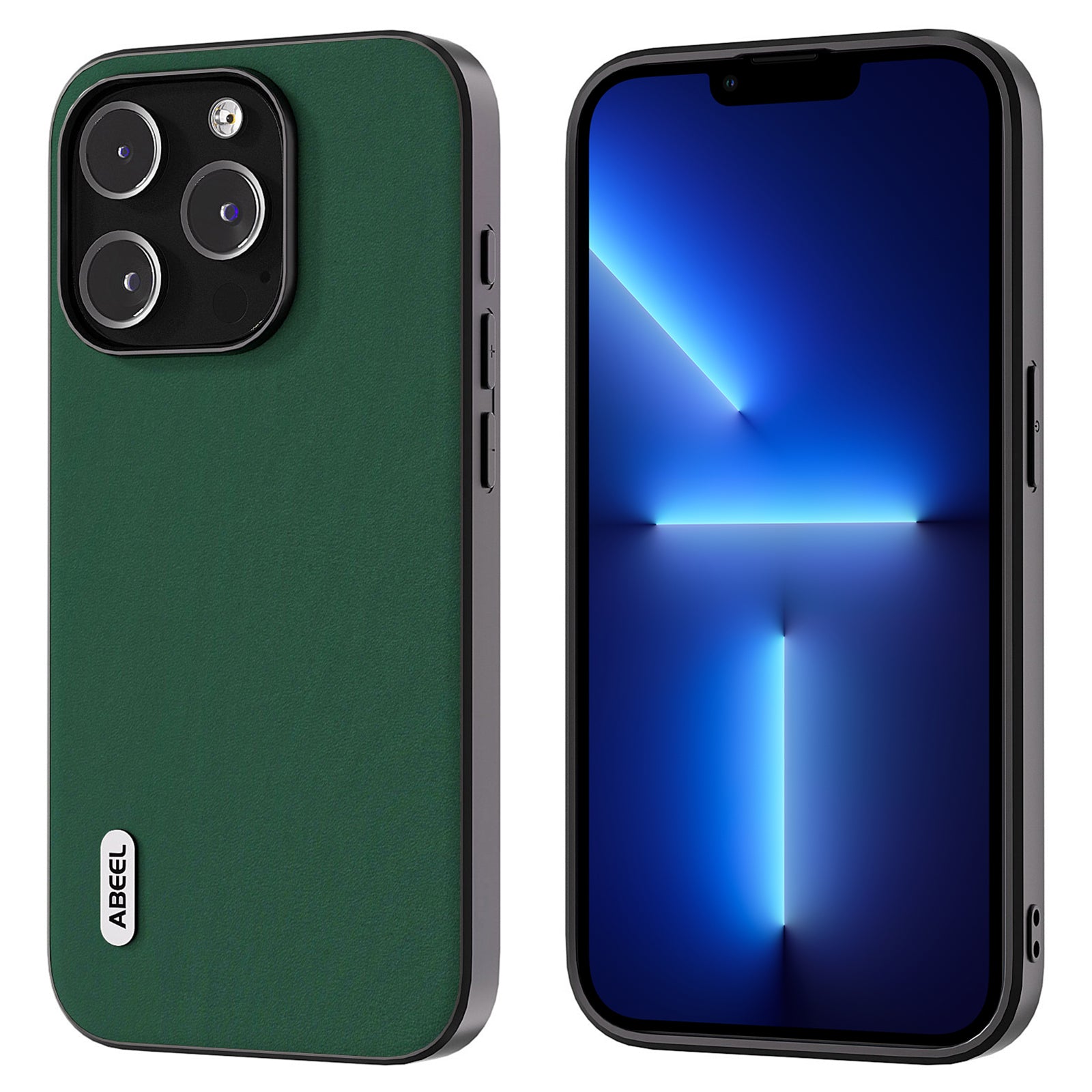 ABEEL For iPhone 13 Pro Cowhide Leather Coated PC TPU Slim Case Silky Feeling Smooth Touch Phone Cover
