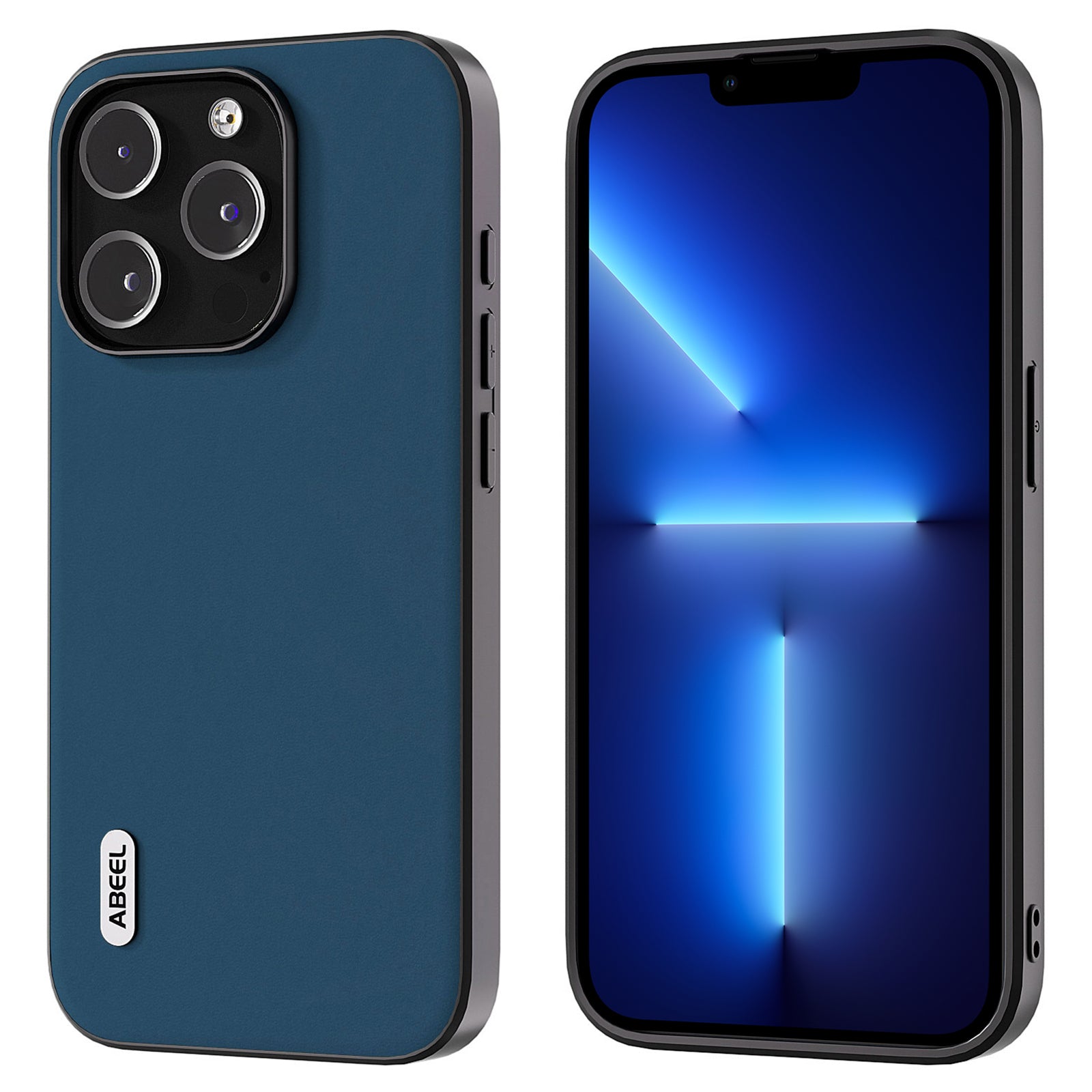 ABEEL For iPhone 13 Pro Cowhide Leather Coated PC TPU Slim Case Silky Feeling Smooth Touch Phone Cover