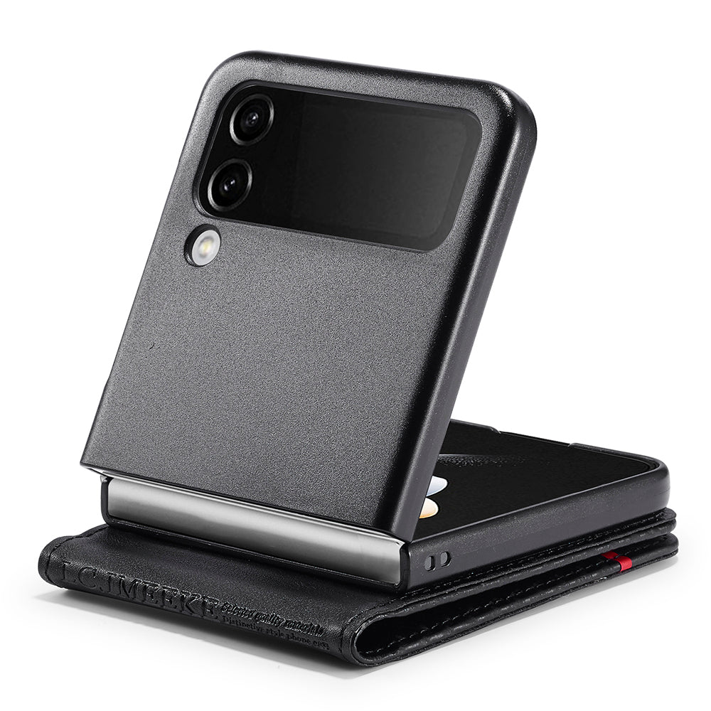 LC.IMEEKE For Samsung Galaxy Z Flip3 5G PU Leather Case Carbon Fiber Texture Card Holder Phone Cover